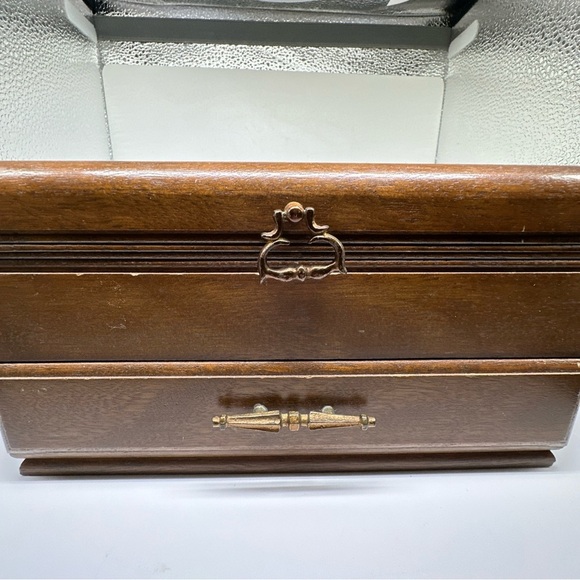 Vintage Wooden Tapestry FlowersJewelry Chest Box-Japan Cottage Core - Picture 3 of 12